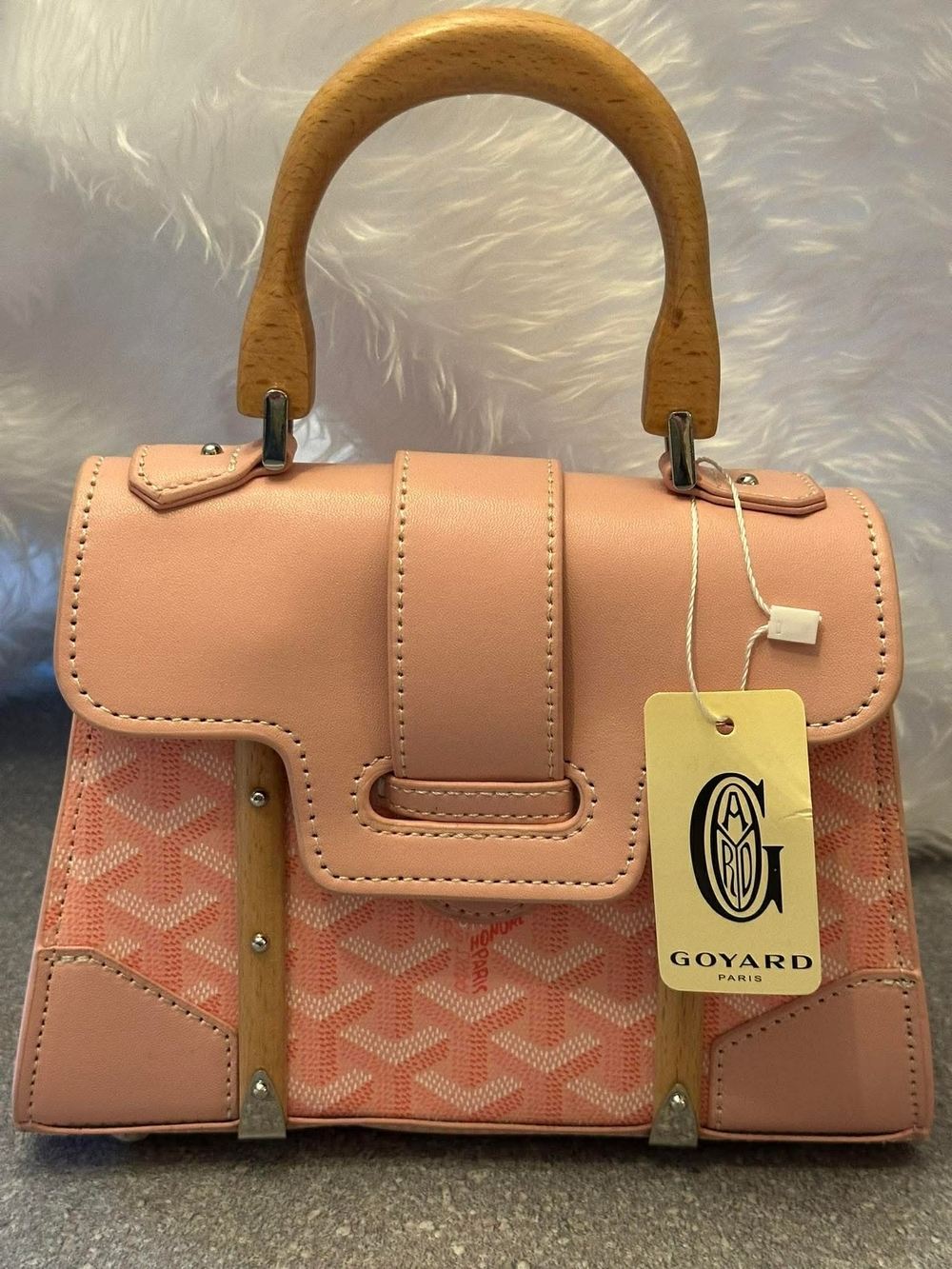 Pink Mini Saigon Satchel with Wooden Handle